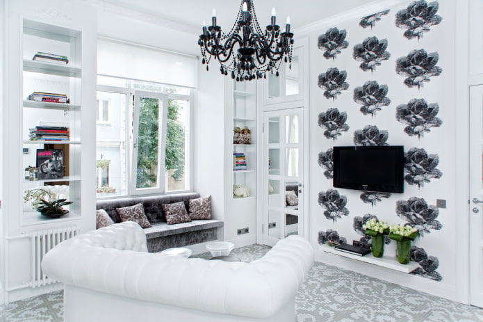 living room decoration in white tones