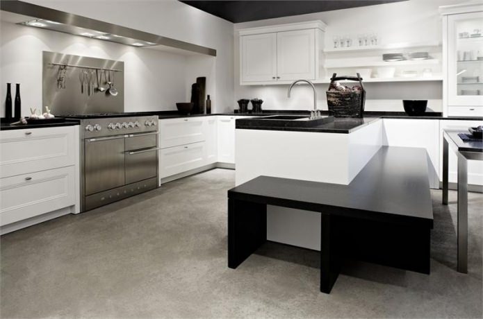 black and white kitchen in a modern style