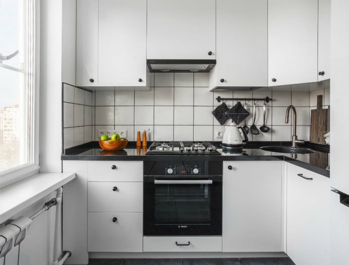 corner white small kitchen