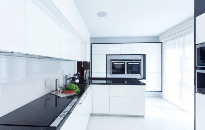 white glass apron