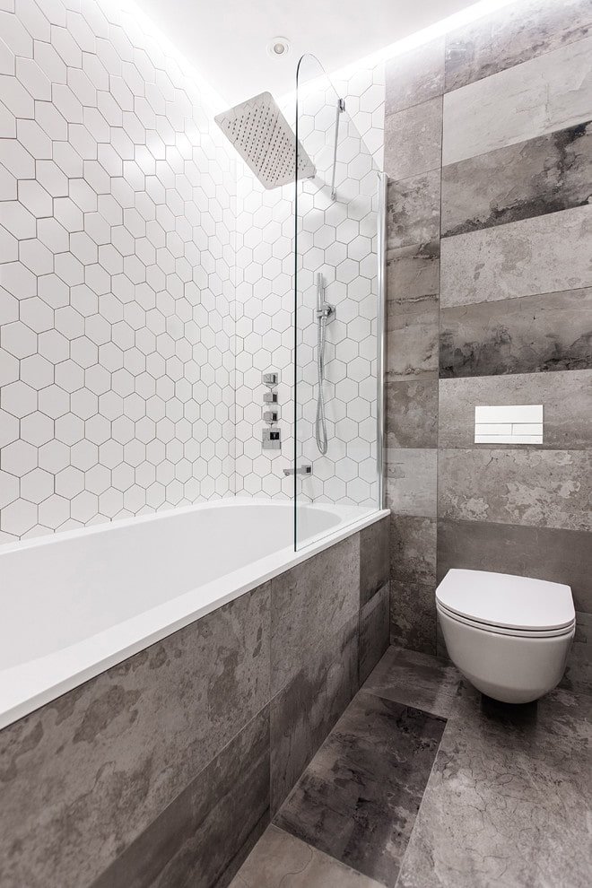 tile layout in the bathroom interior