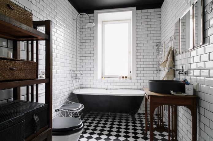 white tiles in loft style