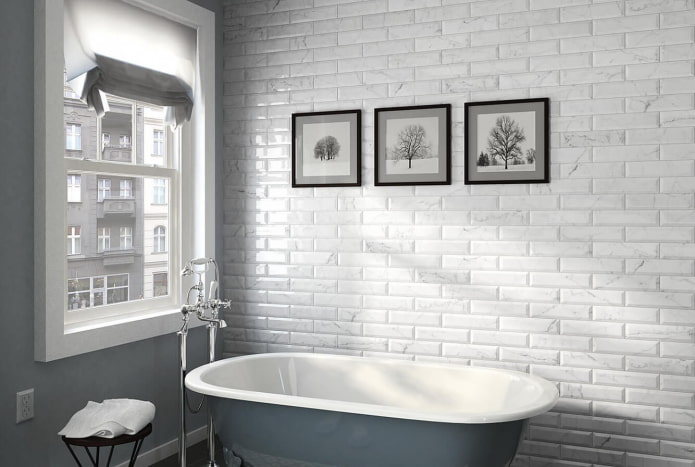 white tiles with staggered layout