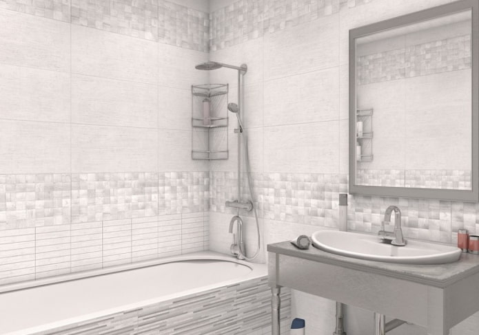 white wood-look tiles in the bathroom