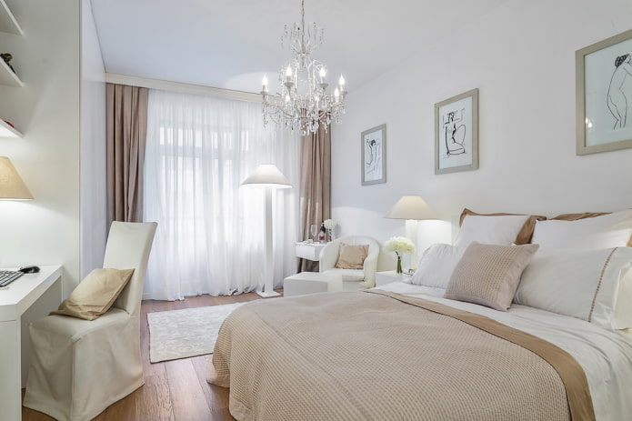 textiles and decor in the bedroom in white tones