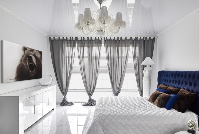 bedroom decoration in white tones