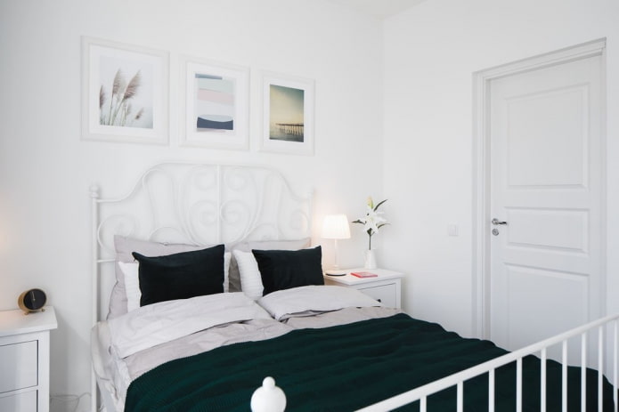 textiles and decor in the bedroom in white tones