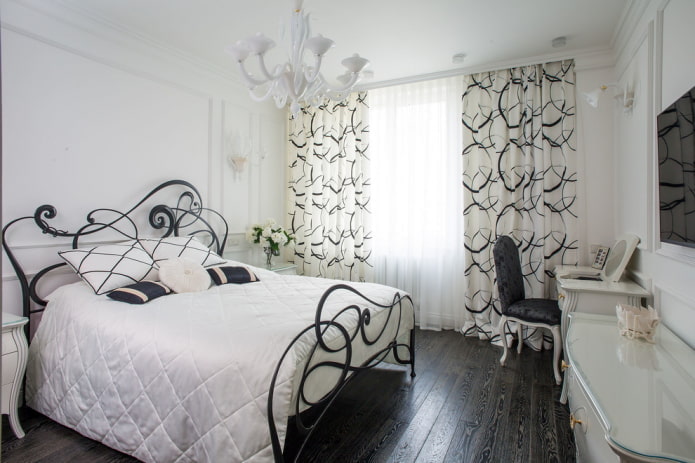 furniture in the bedroom interior in white tones