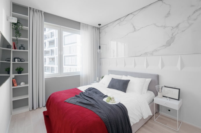 textiles and decor in the bedroom in white tones
