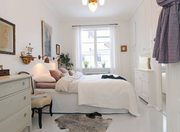 white bedroom interior in the Scandinavian style