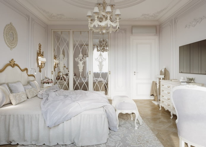 white bedroom interior in a classic style style