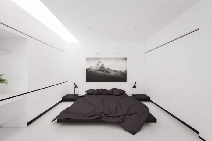 white bedroom interior in minimalist style