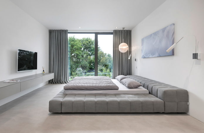 white and gray bedroom interior