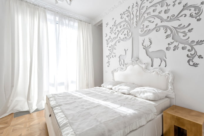 textiles and decor in the bedroom in white tones