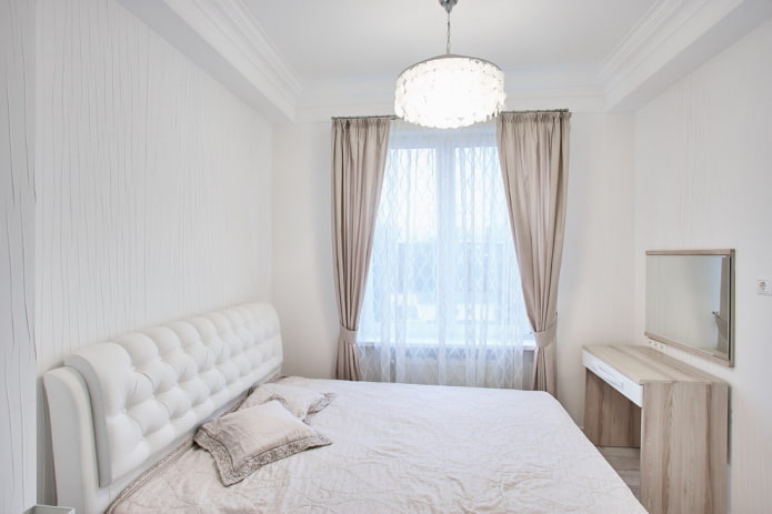lighting in the bedroom interior in white tones