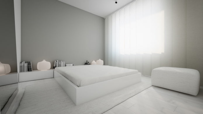 white and gray bedroom interior