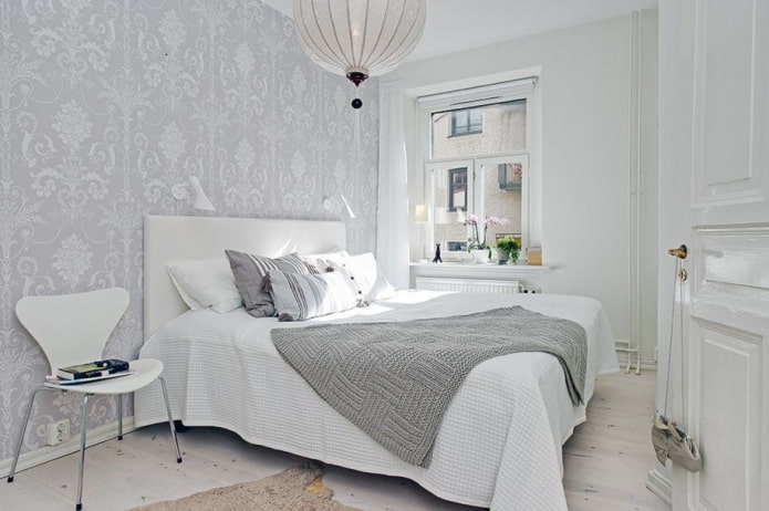 white and gray bedroom interior