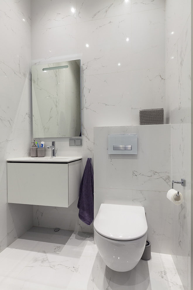 toilet interior design in white tones