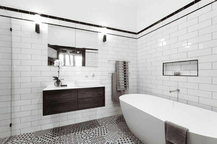bathroom interior design in white tones