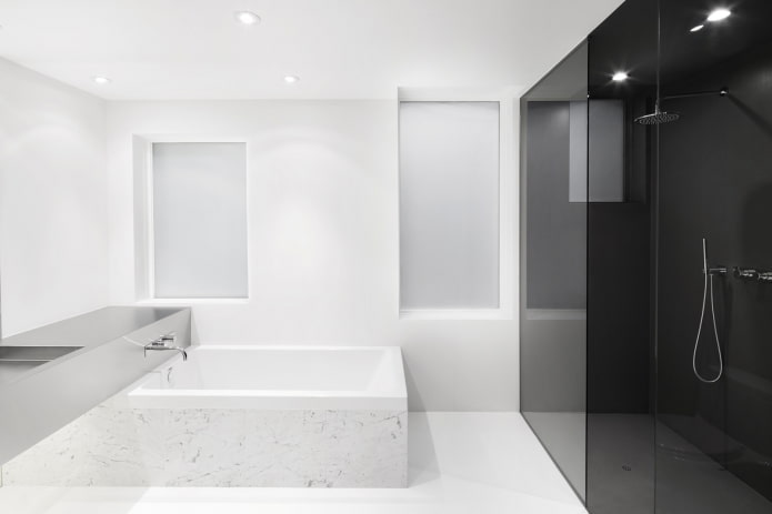 minimalist style bathroom in white tones