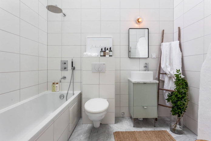 white bathroom in Scandinavian style