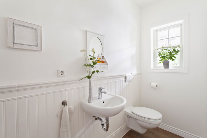 toilet interior design in white tones