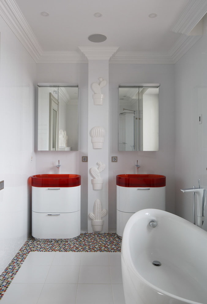 furniture in the bathroom interior in white tones