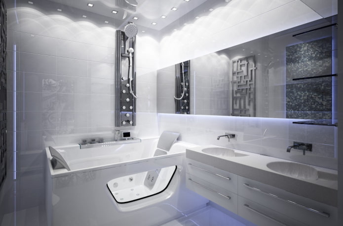 white bathroom in high-tech style