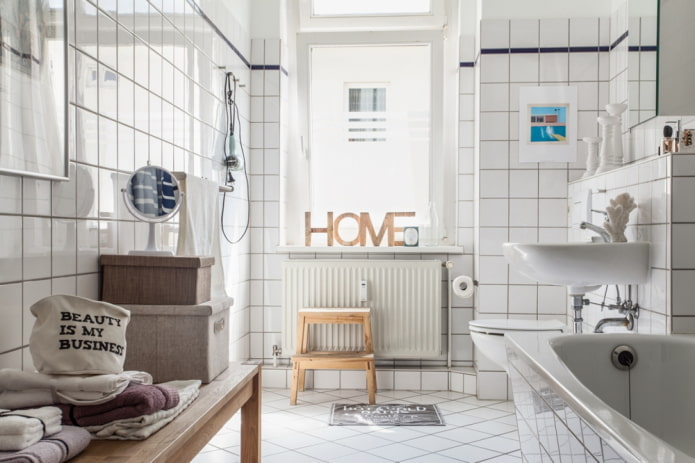 white bathroom in Scandinavian style