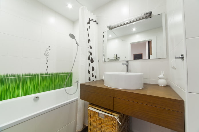 furniture in the bathroom interior in white tones