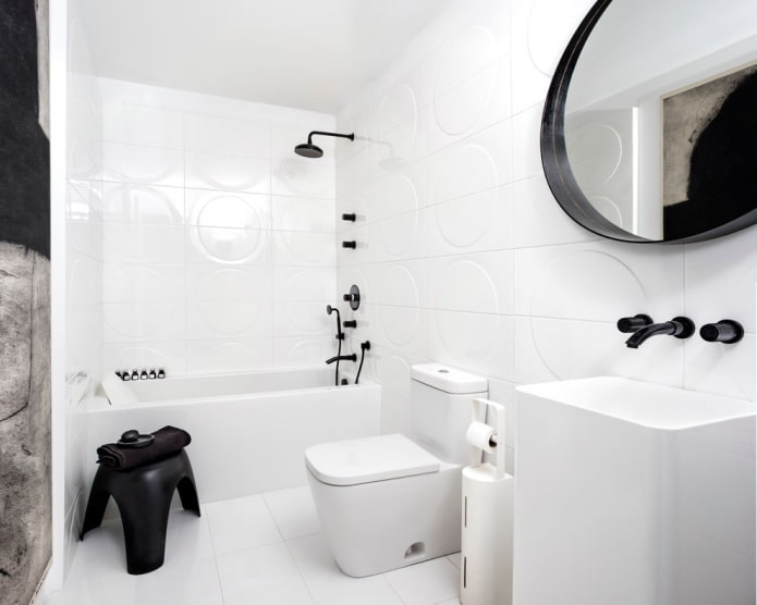 white tiles in the bathroom