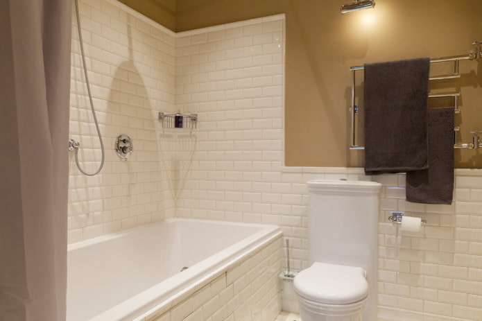 bathroom interior in white and brown tones