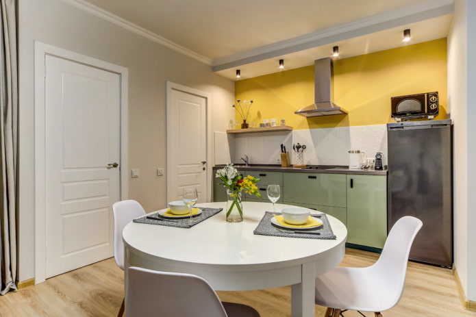 white doors in the kitchen interior