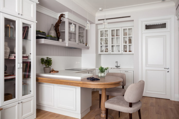 white doors in the kitchen interior