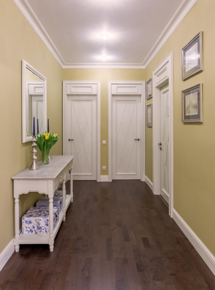 white doors with a dark floor in the interior