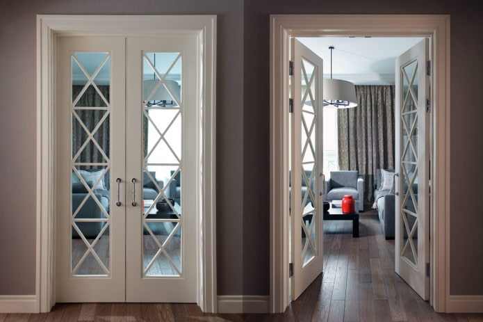 white doors with a layout in the interior