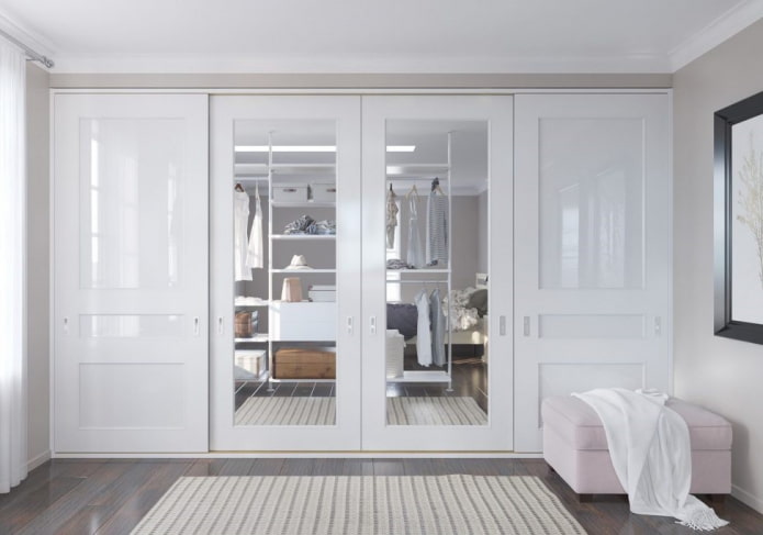 white doors in the dressing room interior
