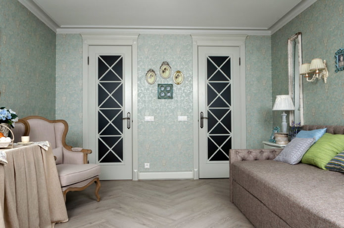 white doors and gray laminate