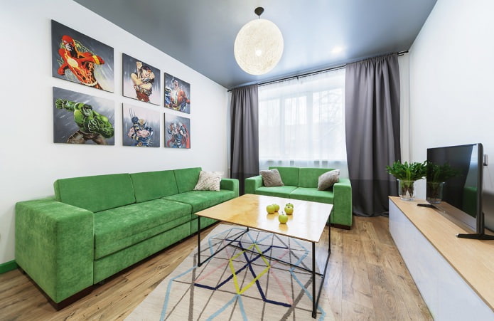 White walls in the living room design 