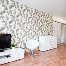 White and black and white wallpaper in the living room: 55 photos in the interior-13