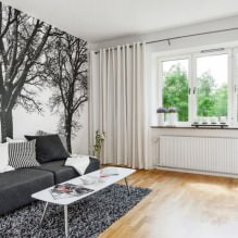 White and black and white wallpaper in the living room: 55 photos in the interior-11