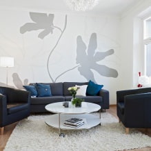 White and black and white wallpaper in the living room: 55 photos in the interior-12