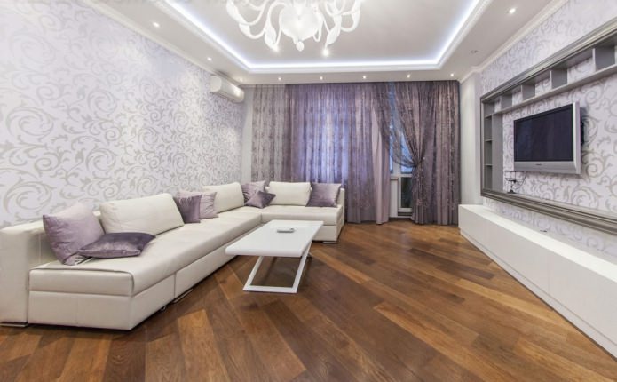 white wallpaper in the living room design