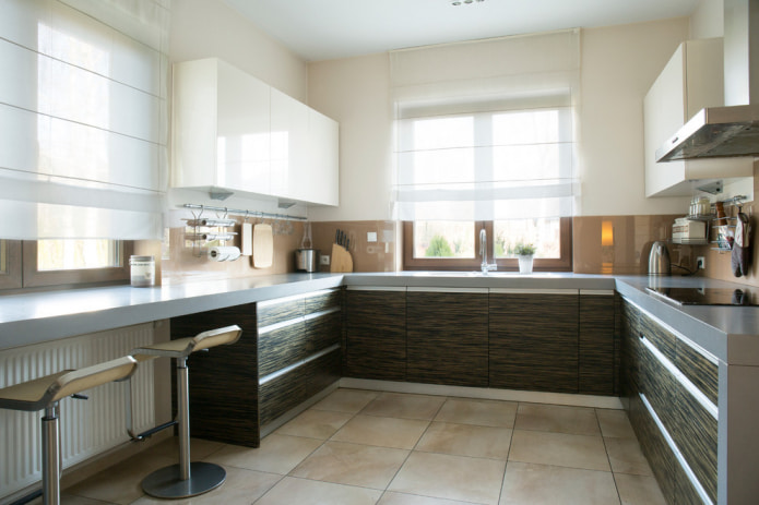 Roman blinds in the kitchen