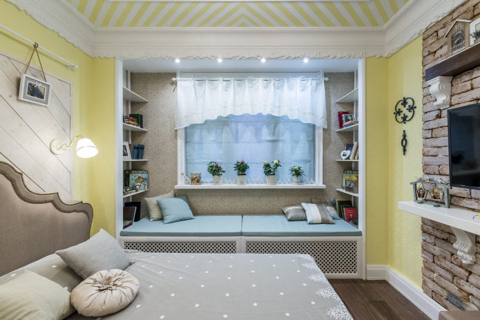 Short curtains in a children's room with an alcove
