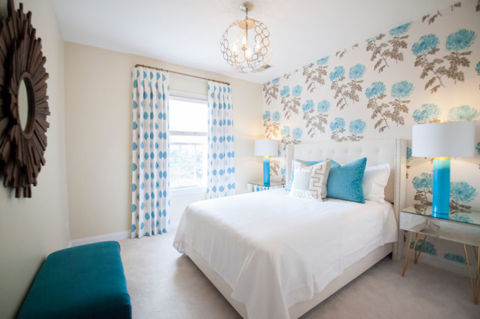 White and blue curtains