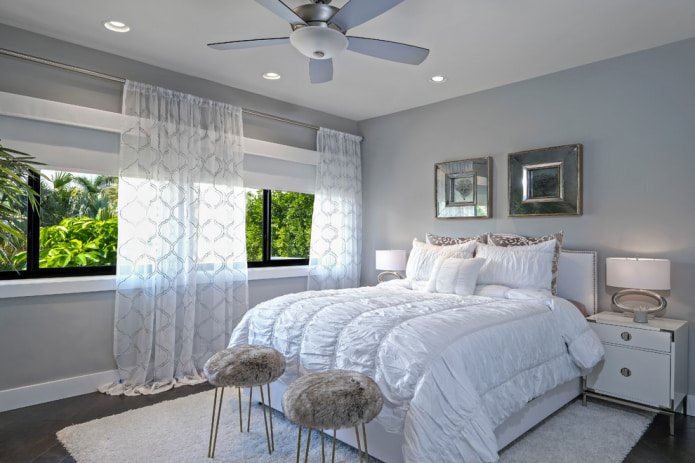 White and gray curtains