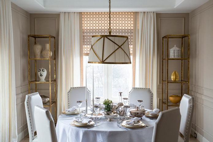 White and beige curtains