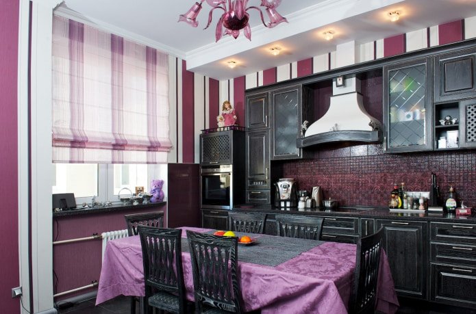 White and purple curtains