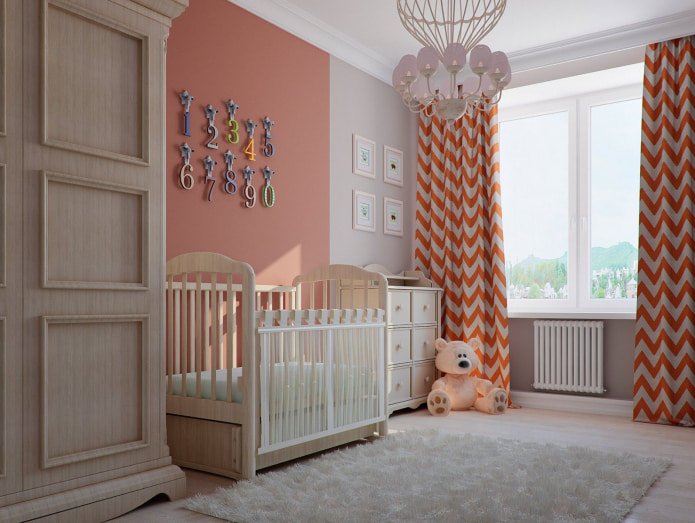White and orange curtains